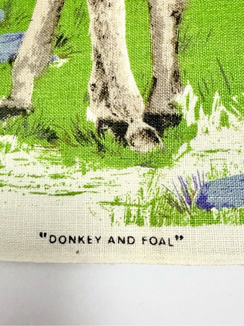 New Vintage Irish Linen Tea Towel Donkey and Foal 20x30